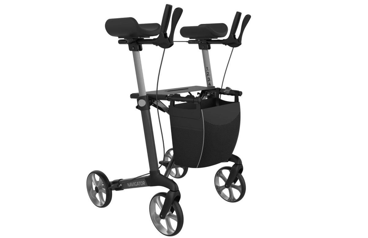 Rollator Rehasense Navigator met armschalen Maat M met gratis rugsteun